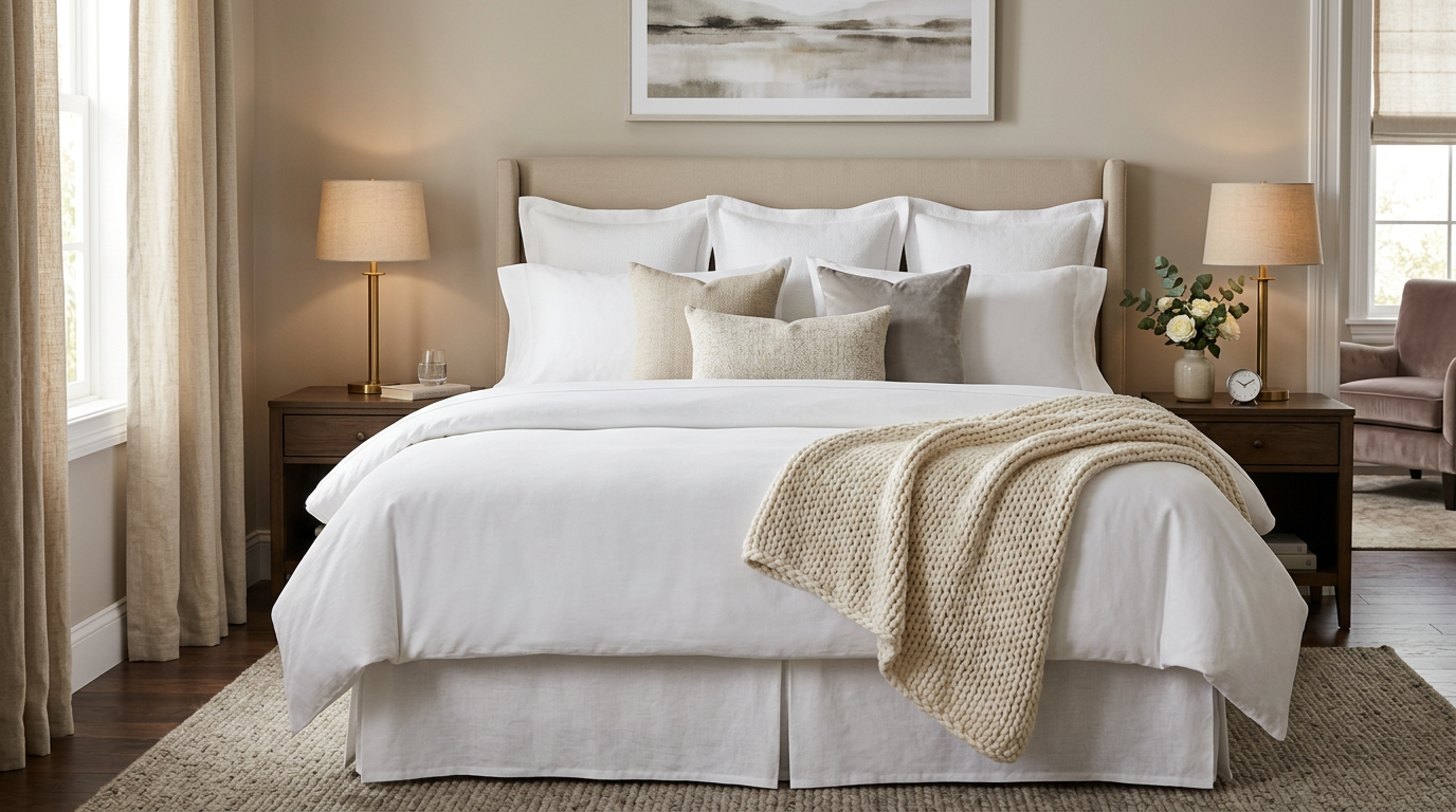 Luxuriously layered hotel-style bedding