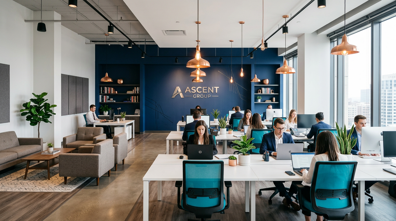 Corporate office with strategic color scheme design