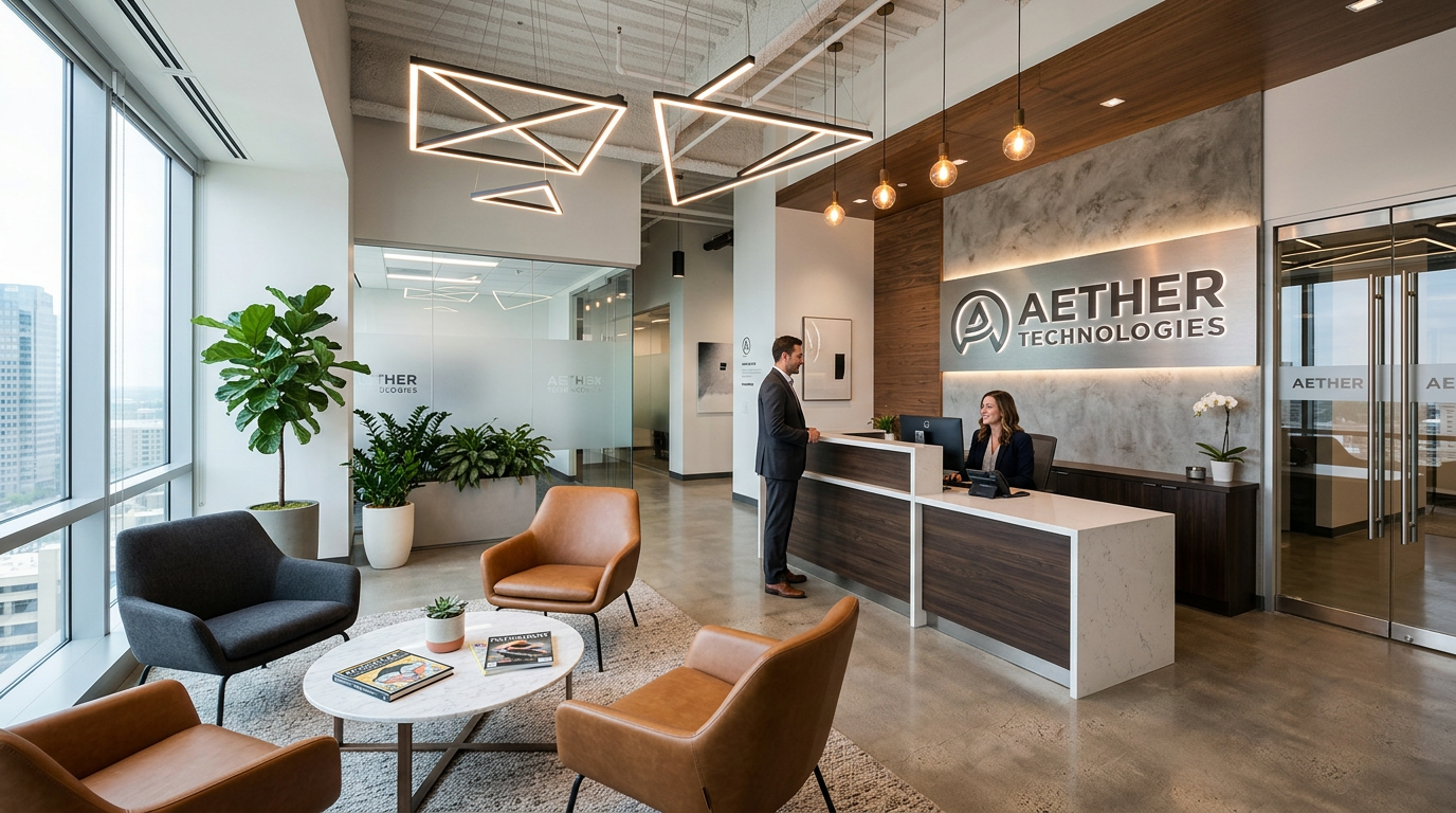 Branded corporate office space with cohesive decor