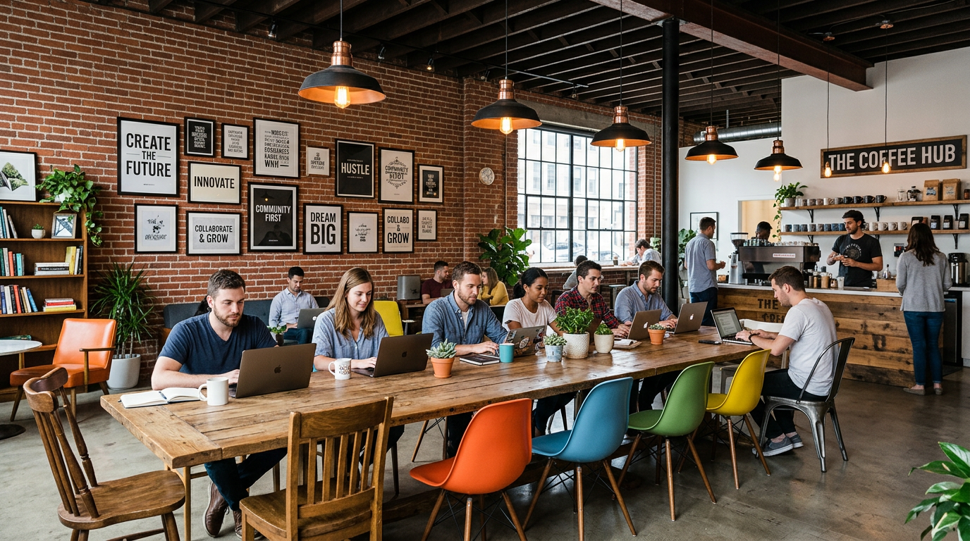 Stylish coworking space with collaborative decor