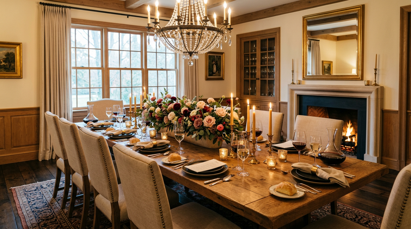 Elegantly decorated dining room