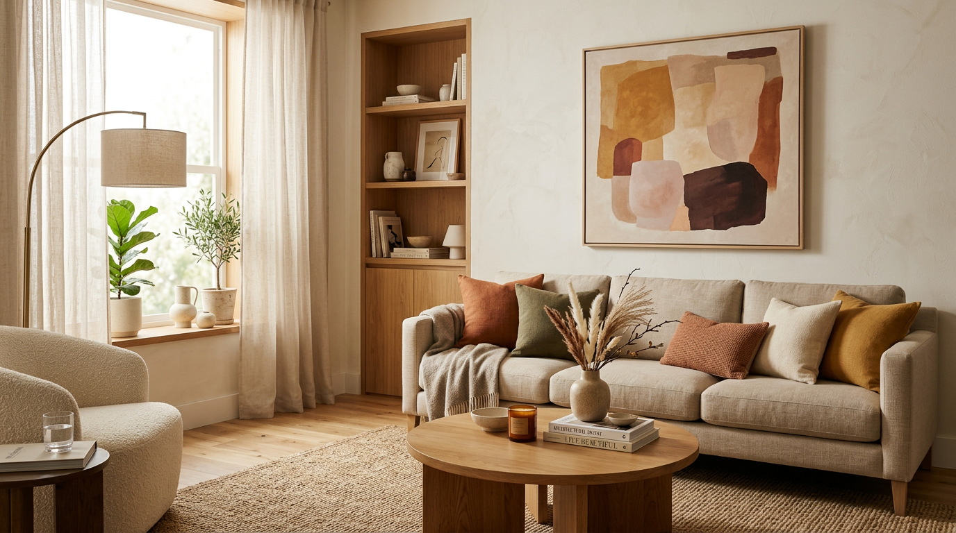 Living room with cohesive color palette