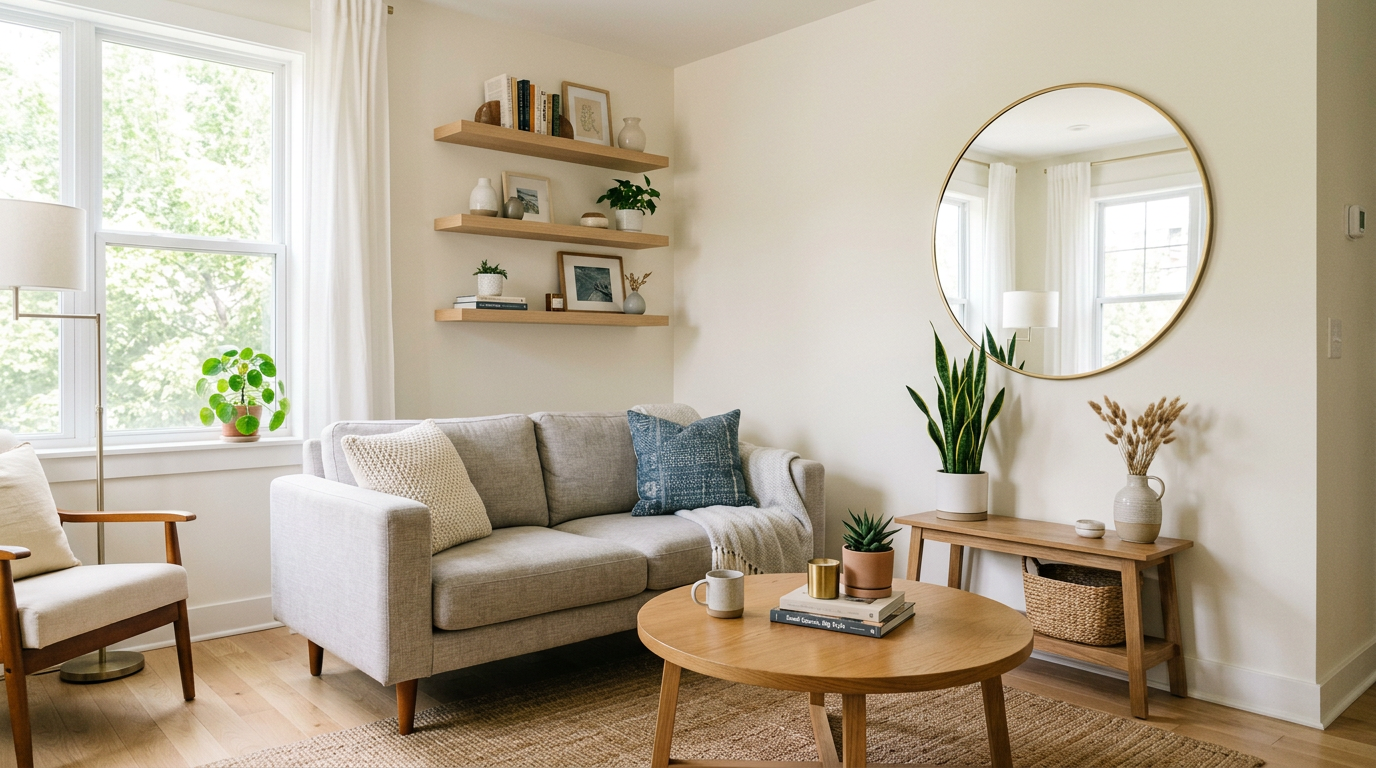 Small living room with smart furniture arrangement