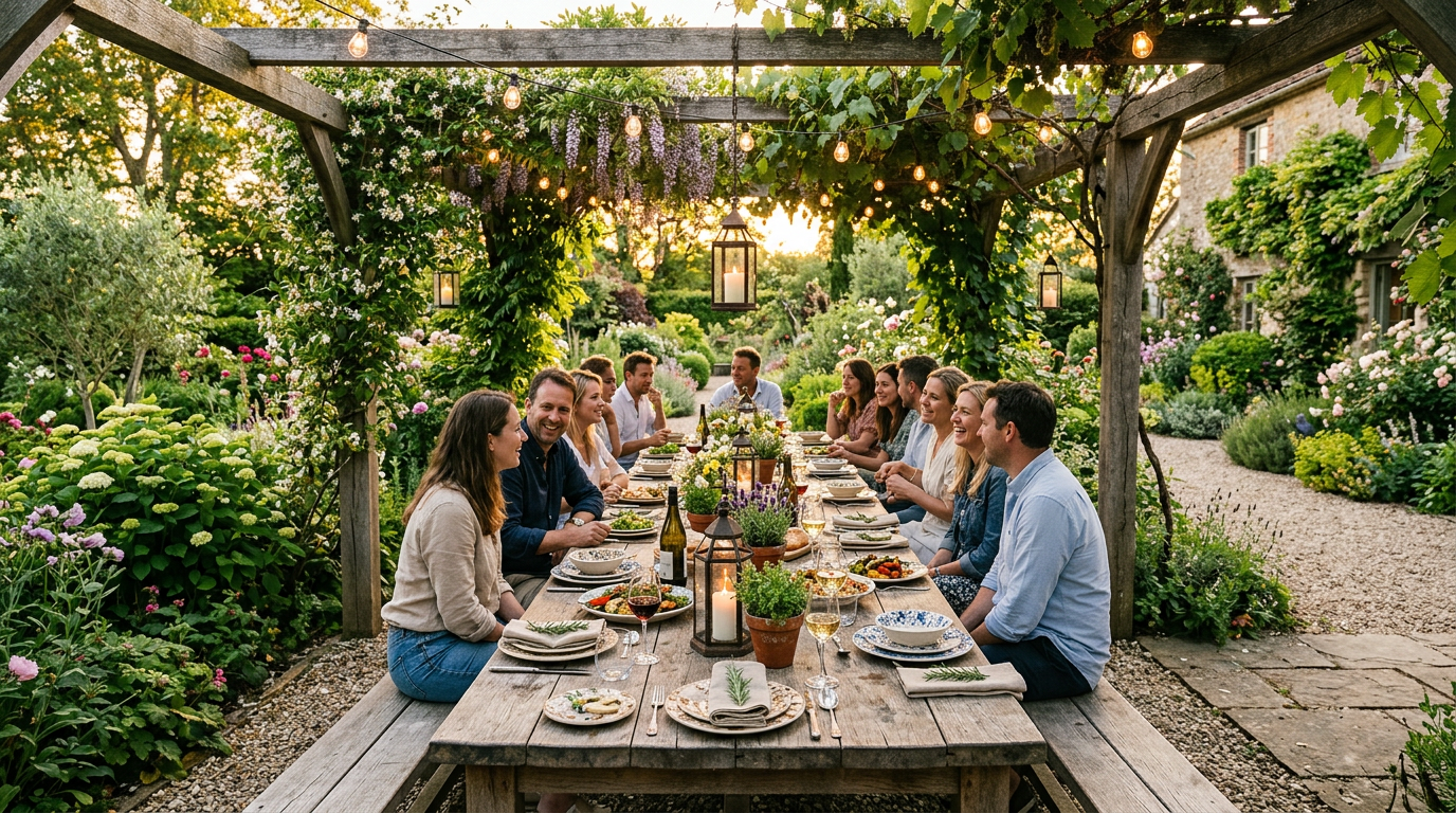 Outdoor dining table set for entertaining