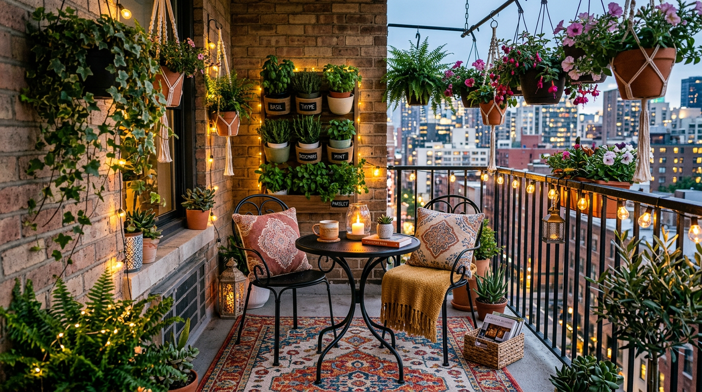 Small patio with space-saving decor